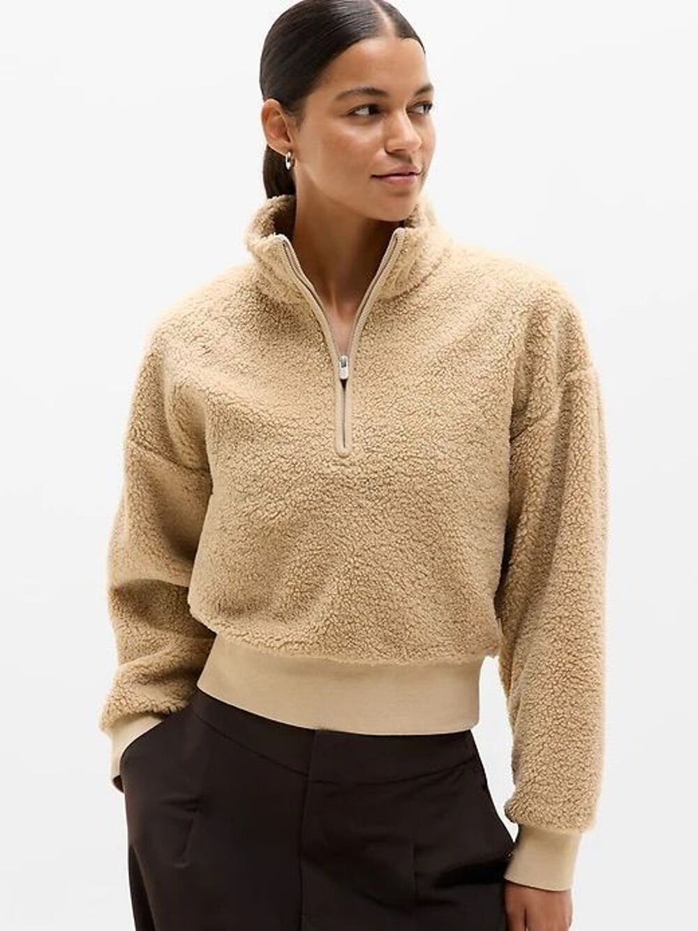 NWT Athleta In The Clouds Sherpa Fleece Half Zip Pullover M